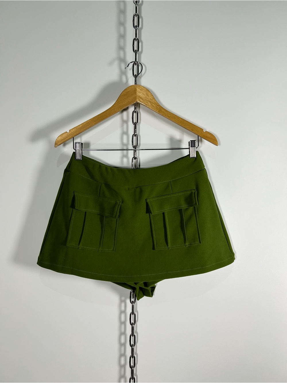 Y2K Style Olive Green Skort